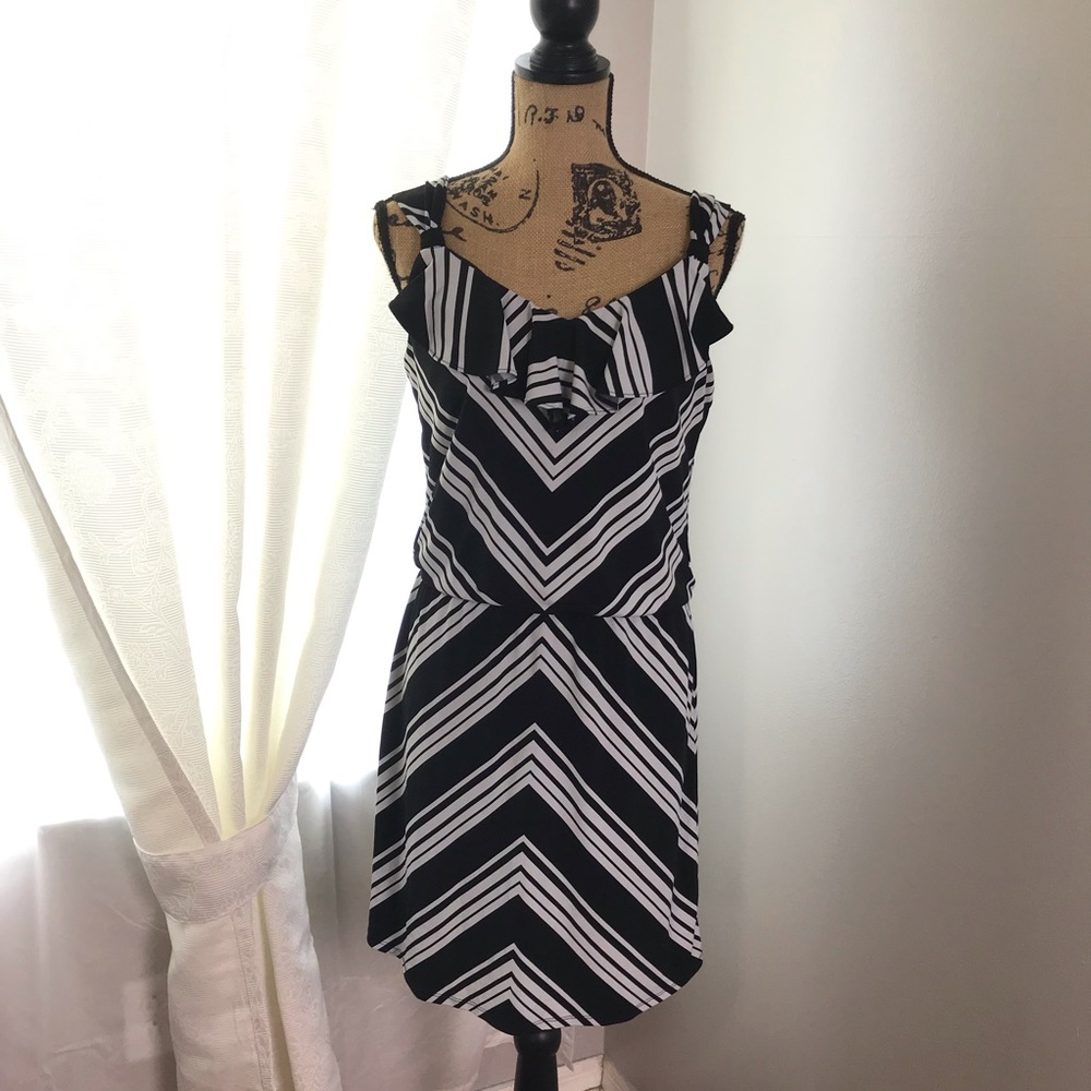 White House Black Market Sundress Ruffle Striped